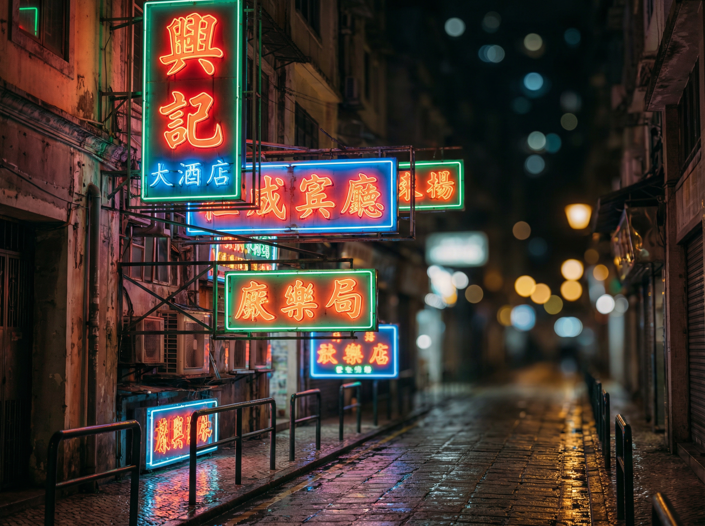 澳门赌场 - 霓虹灯招牌特写